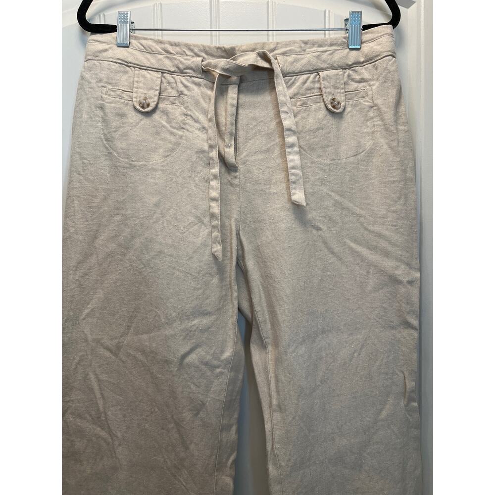Charter Club Women’s Petite Linen Wide‎ Leg Pull-on Casual Pants Size 14 Beige - Picture 2 of 5